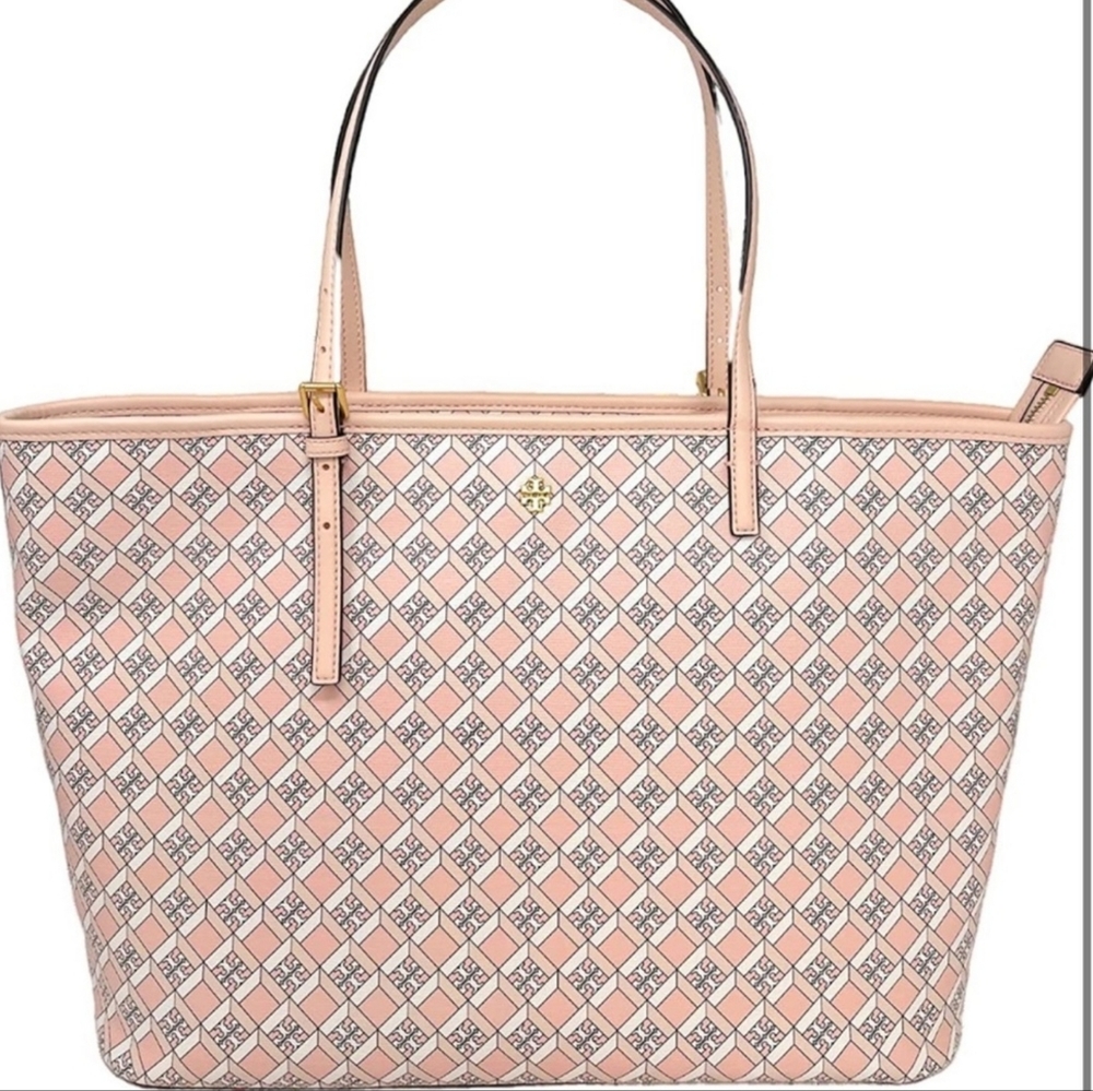 NWT Tory Burch geo logo targe zip tote